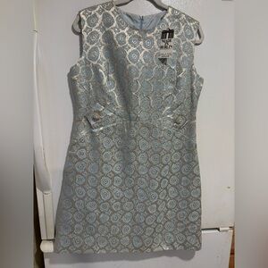 Elegant Silver and Blue  Patterned Mini Dress